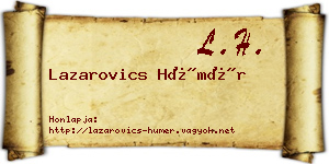 Lazarovics Hümér névjegykártya